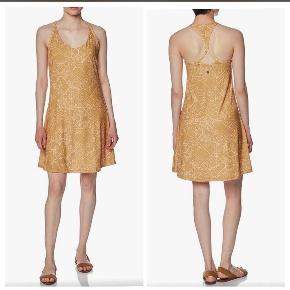 Prana Opal Racerback Athletic Dress in Toffee Tiles Print Built in Bra Small